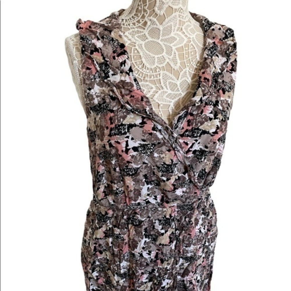 BCBG Brown Pink Animal Print Wrapped Dress